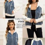 Chamarra casual con capucha para dama-PT078 - 1