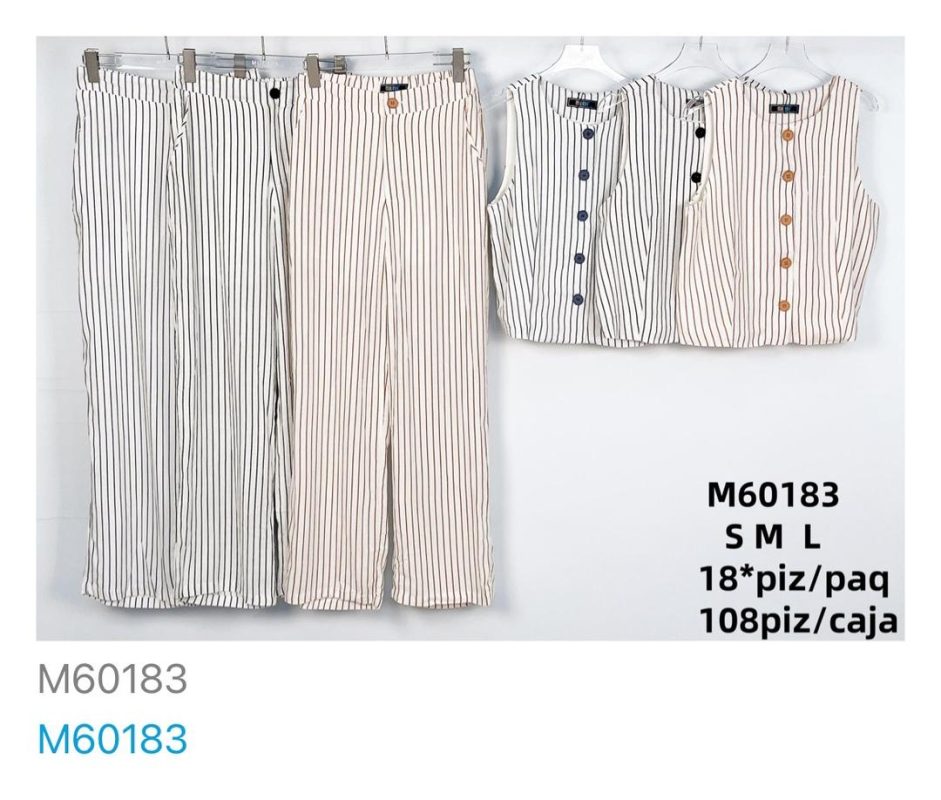 Conjunto a rayas con top y pantalón-M60183