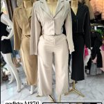 Conjunto de chaqueta y pantalón con raya lateral-A1376 - 1