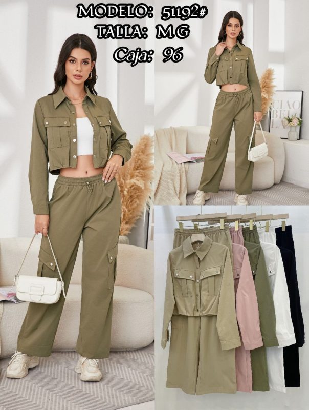 Conjunto casual de top y pantalones-51192