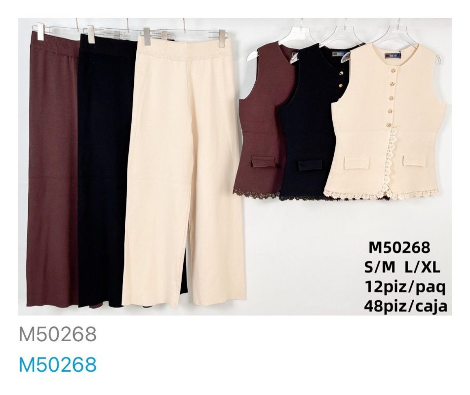 Conjunto chaleco y pantalón tejido-M50268
