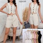 Conjunto de top y shorts con ribete-L1161 - 1