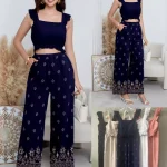 Conjunto Crop Top y Pantalón Estampado-A1053 - 2