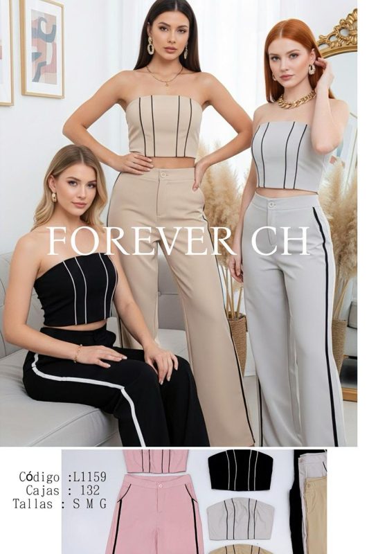 Conjunto crop top y pantalones-L1159