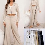 Conjunto de chaqueta y pantalón con raya lateral-A1376 - 2