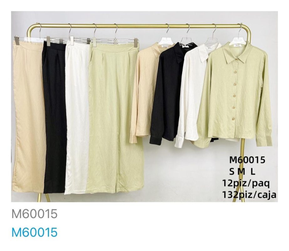 Conjunto de camisa y pantalón a rayas-M60015