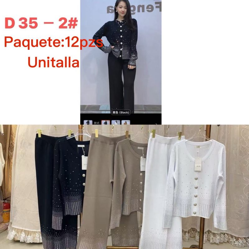Conjunto de cardigan y pantalón-D35-2