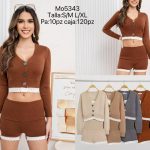 Conjunto de cárdigan y shorts con encaje-Mo5343 - 1