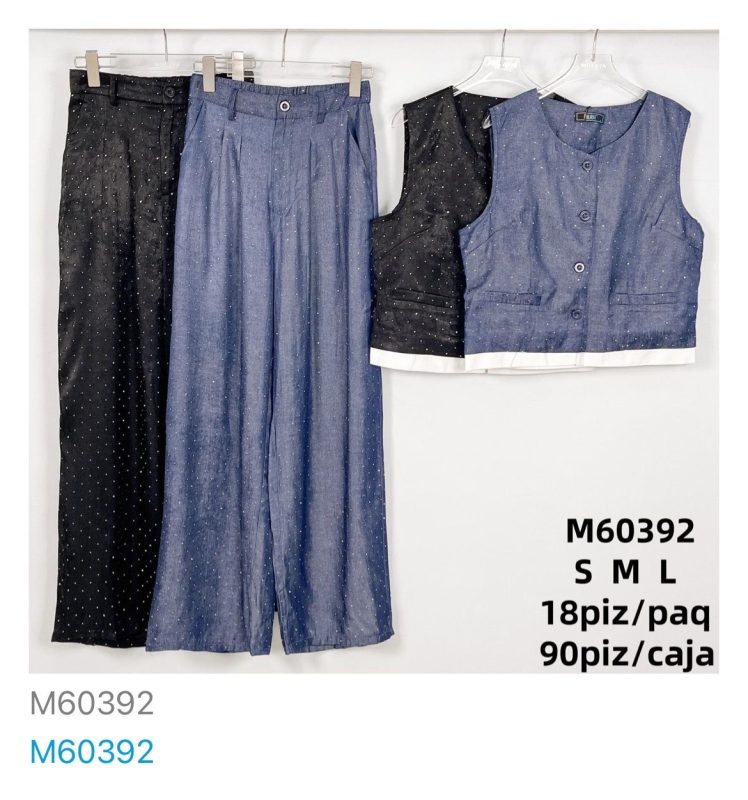 Conjunto de chaleco y pantalón con estampado-M60392