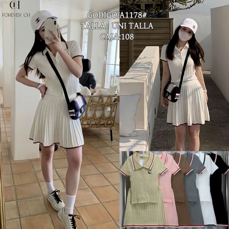 Conjunto de falda y blusa tejido-A1178