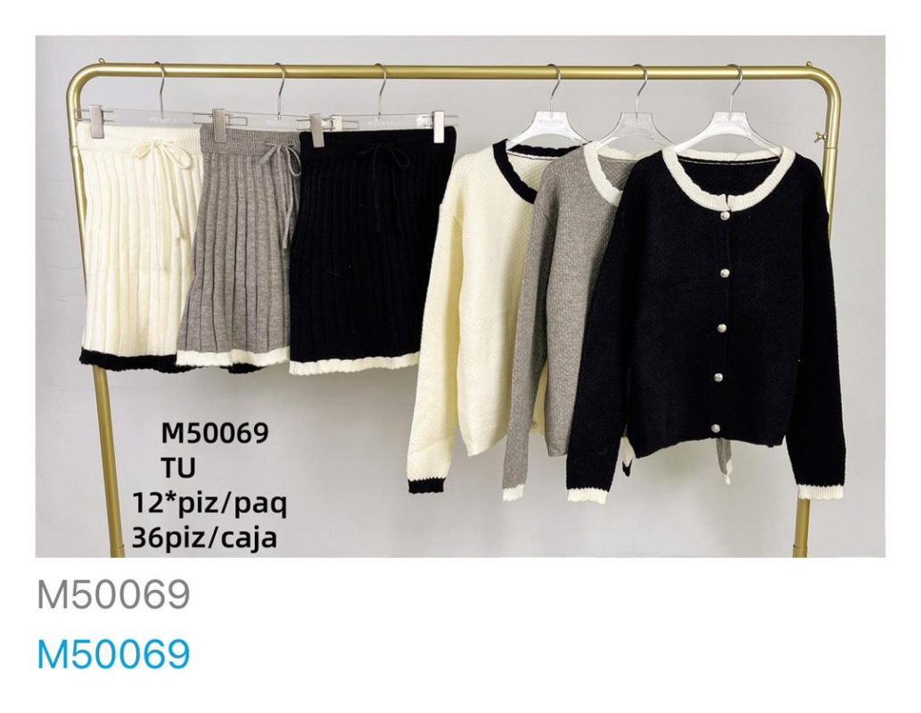 Conjunto de falda y cárdigan-M50069