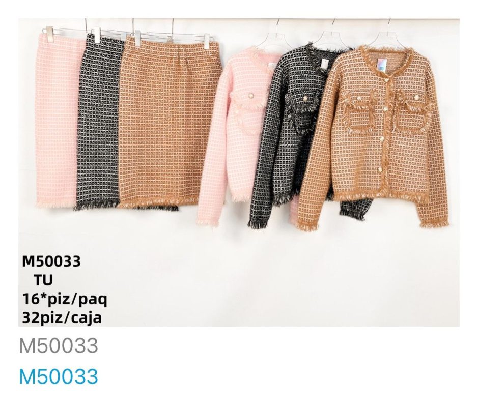 Conjunto de falda y chaqueta de tweed-M50033