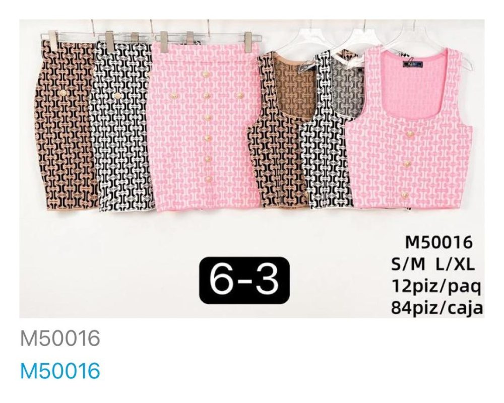 Conjunto de falda y top con estampado-M50016
