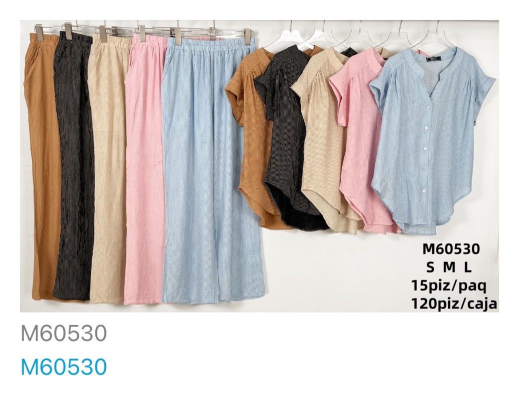 Conjunto de pantalón y blusa a rayas-M60530
