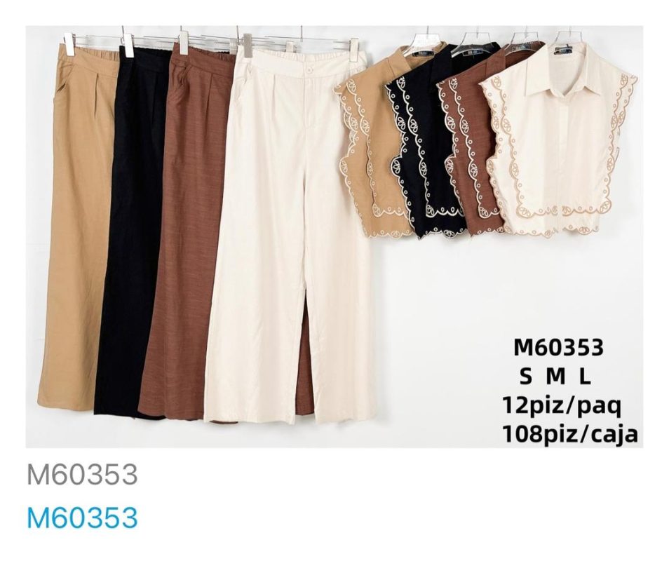 Conjunto de pantalón y blusa con detalles-M60353