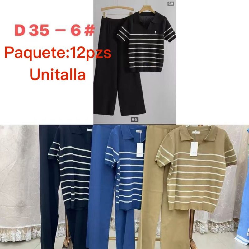 Conjunto de pantalón y camisa a rayas-D35-6