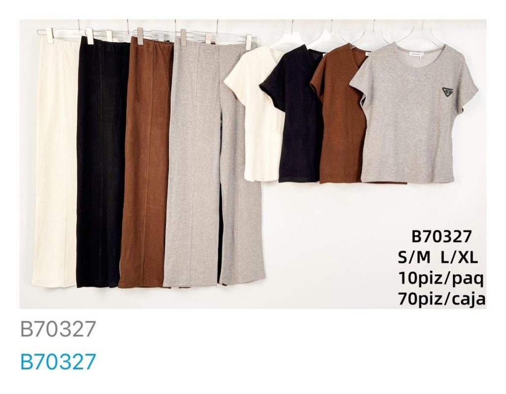 Conjunto de pantalón y camiseta para mujer-B70327