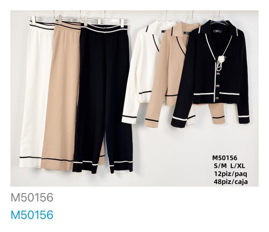 Conjunto de pantalón y cárdigan para mujer-M50156