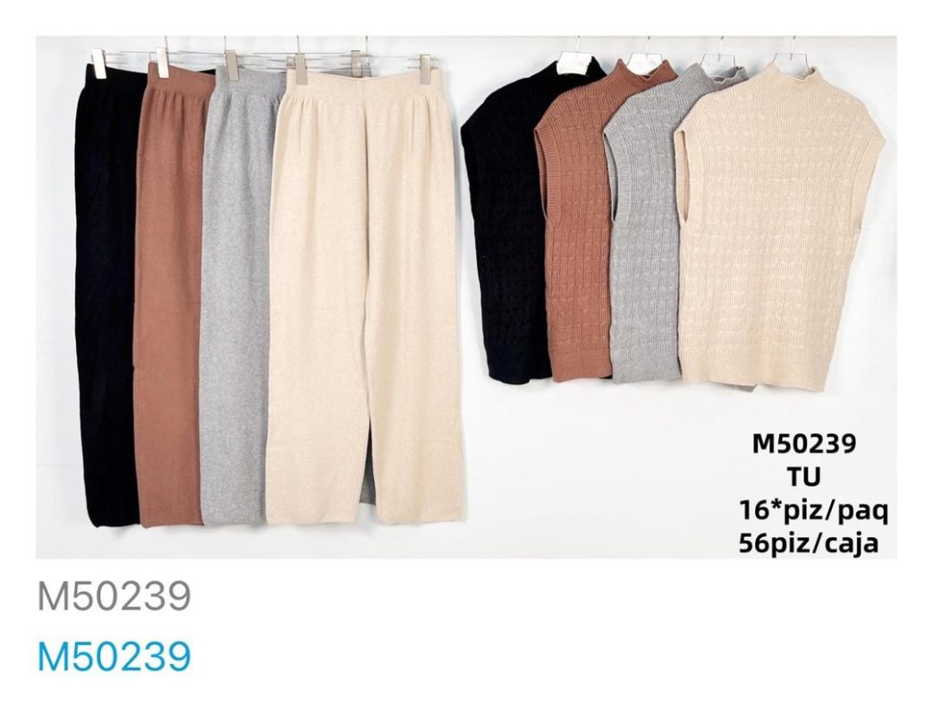 Conjunto de pantalón y chaleco de punto-M50239