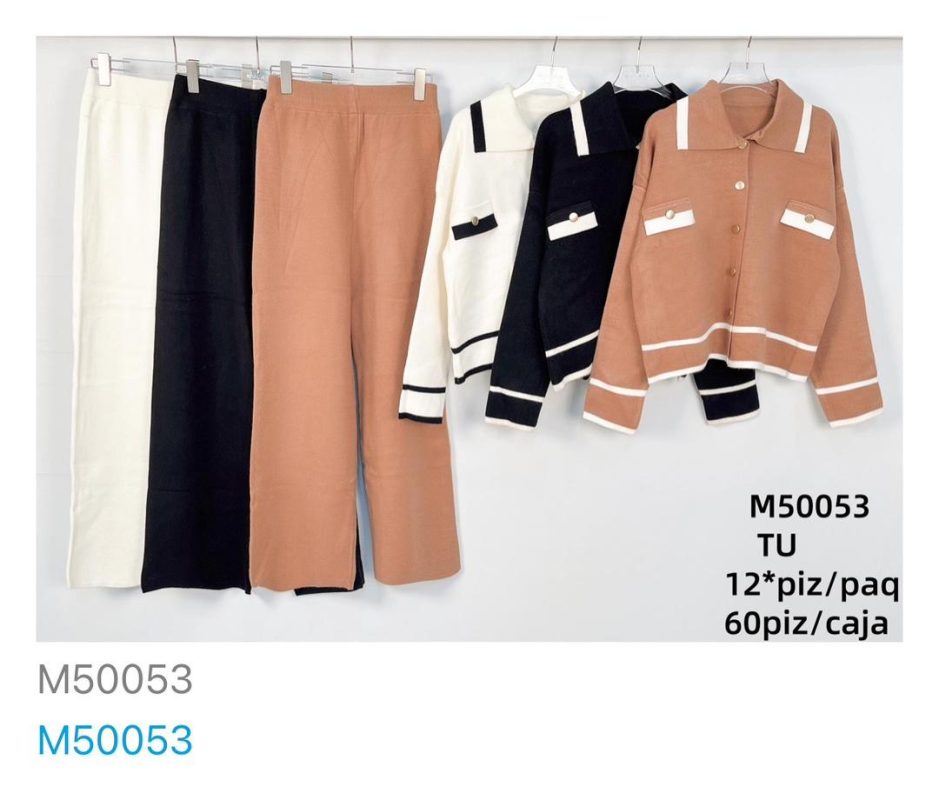 Conjunto de pantalón y chaqueta de punto para mujer-M50053