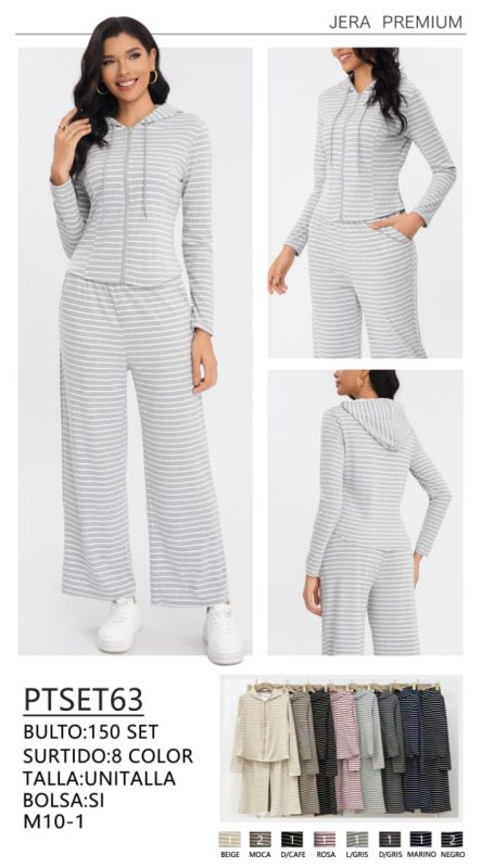 Conjunto de pantalón y sudadera a rayas-PTSET63