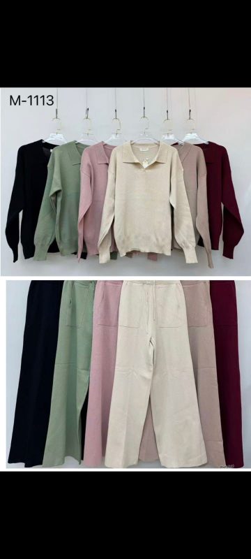 Conjunto de pantalón y suéter de punto para mujer-M-1113