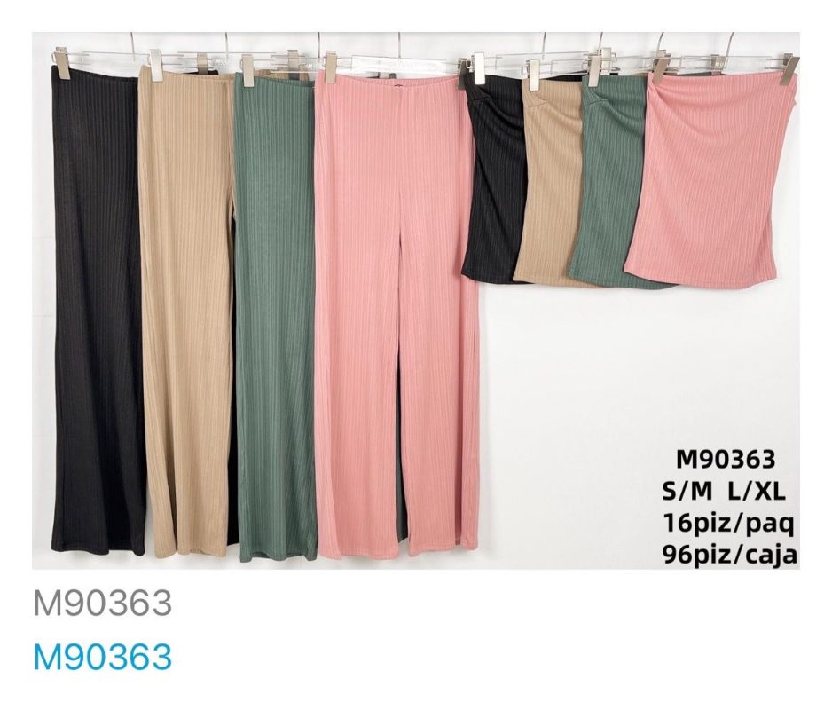 Conjunto de pantalón y top acanalado-M90363