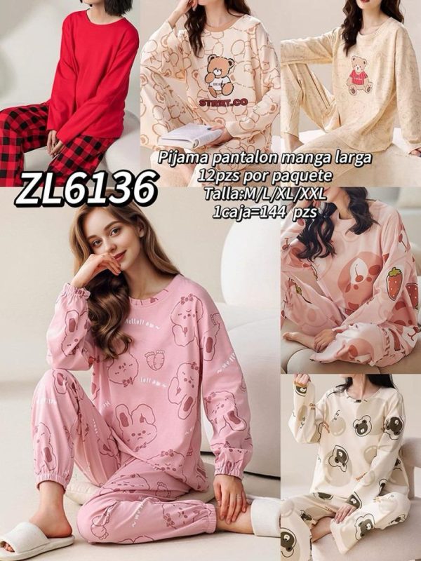 Conjunto de pijama pantalón manga larga-ZL6136