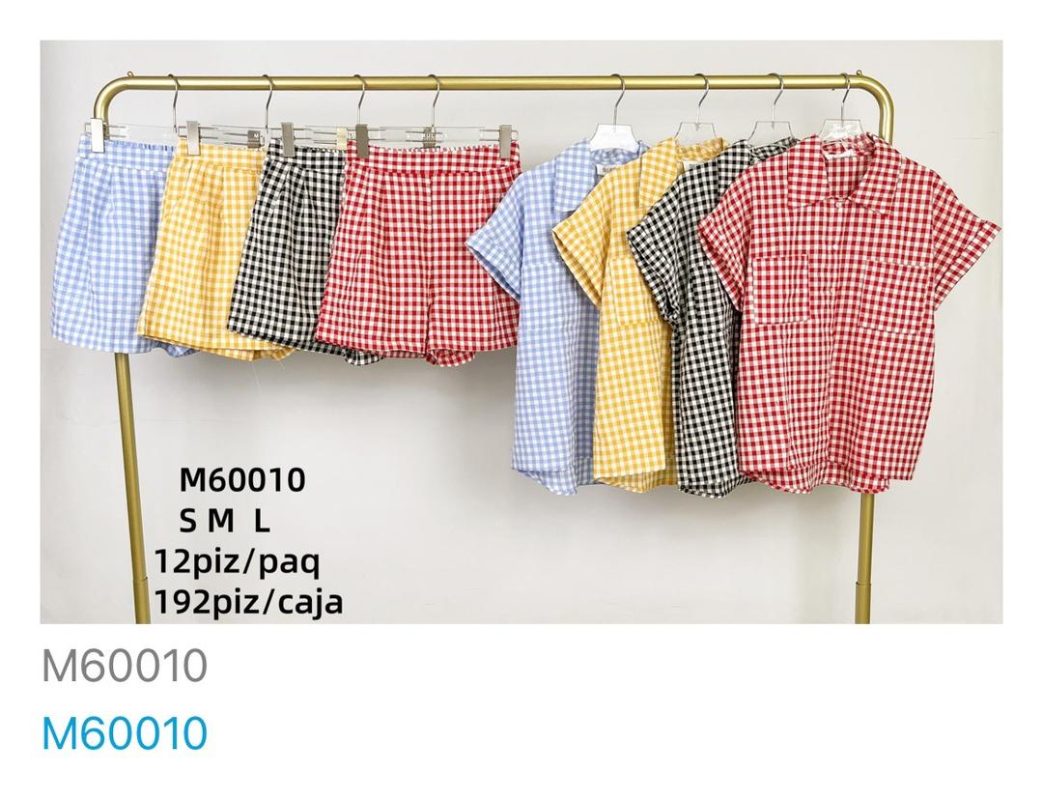 Conjunto de short y camisa a cuadros-M60010