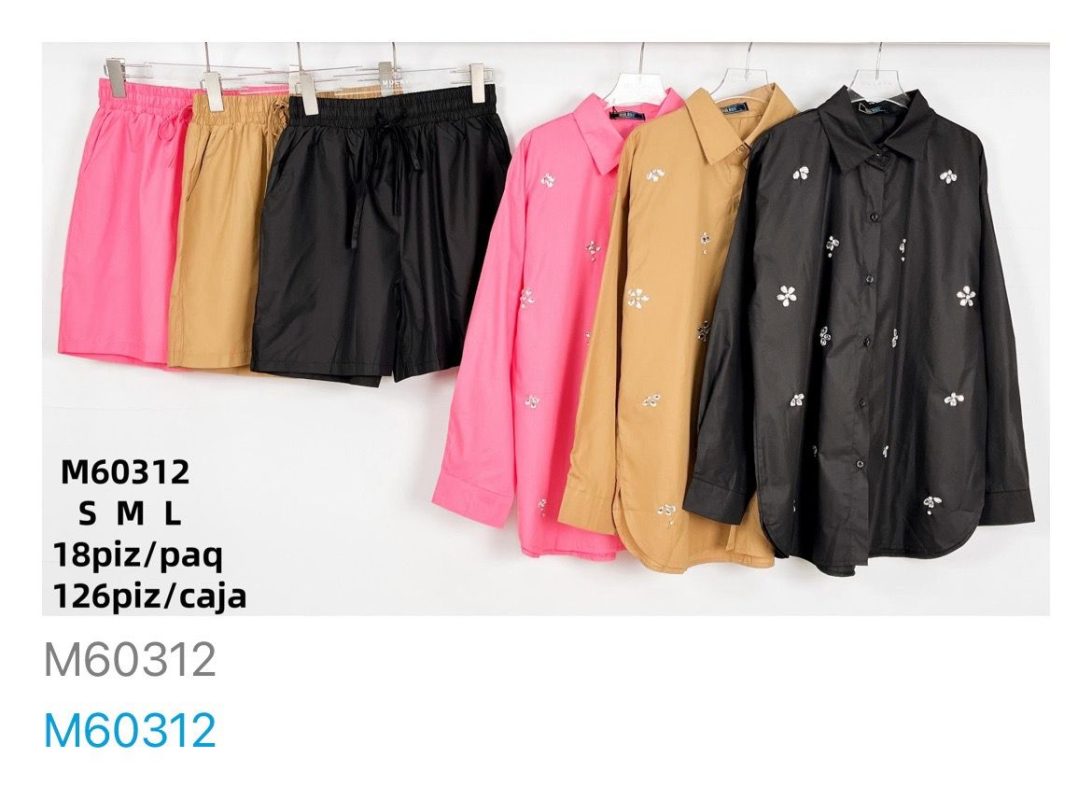 Conjunto de Shorts y Camisas con Flores-M60312