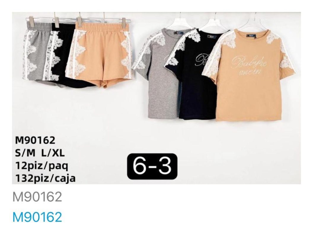 Conjunto de shorts y camisetas con encaje para mujer-M90162