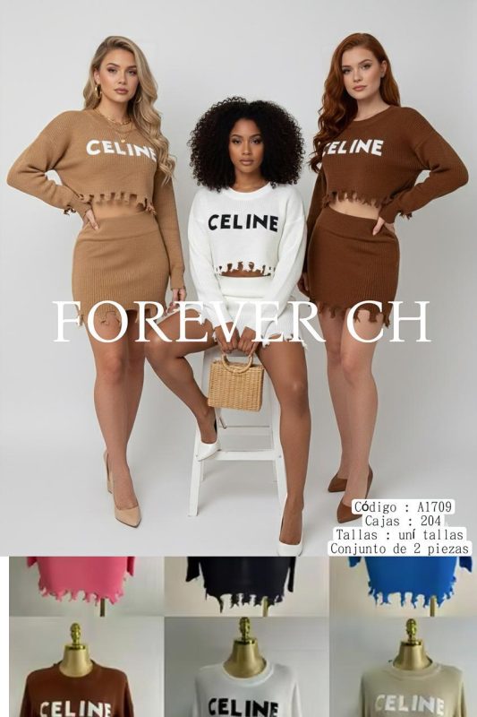 Conjunto de suéter y falda Celine-A1709