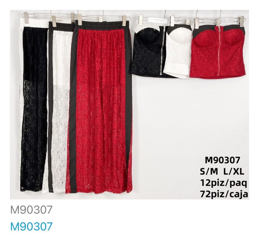 Conjunto de top y falda de encaje-M90307
