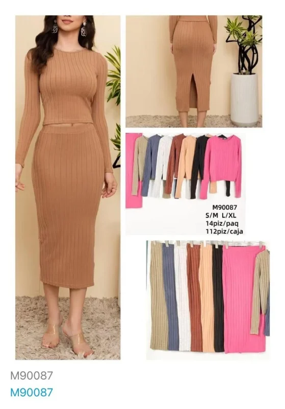 Conjunto de Top y Falda Tejida-M90087