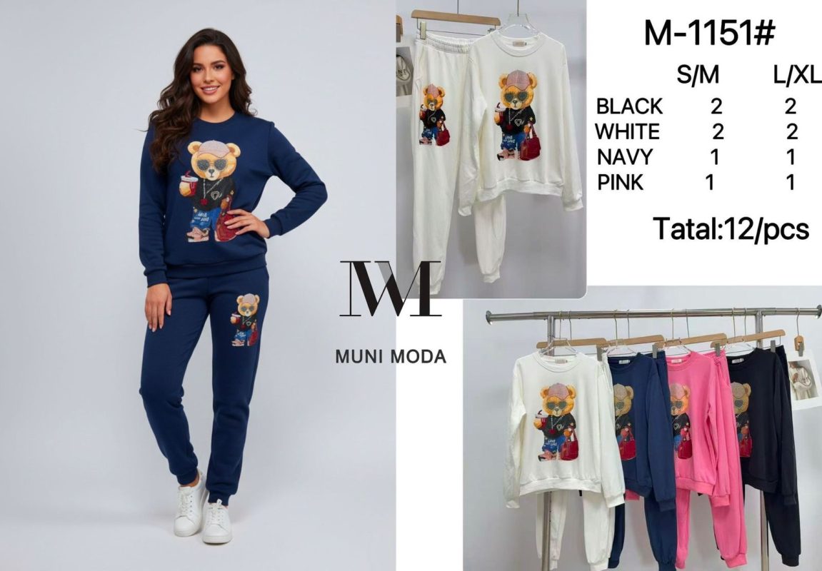 Conjunto deportivo con estampado de oso-M-1151