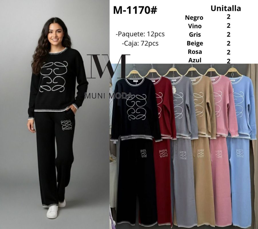 Conjunto deportivo de punto con adorno bordado-M-1170