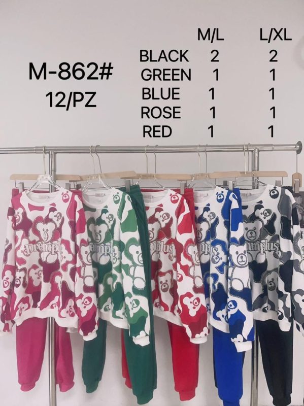 Conjunto deportivo estampado oso-M-862