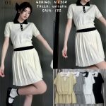Conjunto falda plisada y top cuello-A1236 - 1
