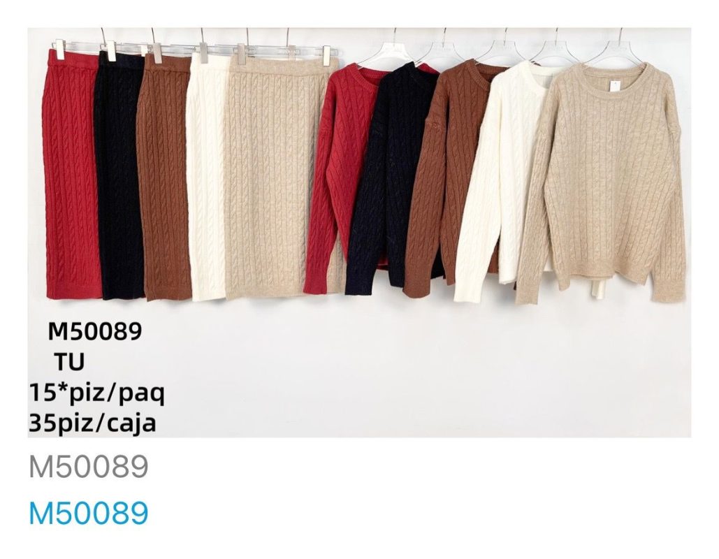 Conjunto falda y suéter de punto trenzado-M50089