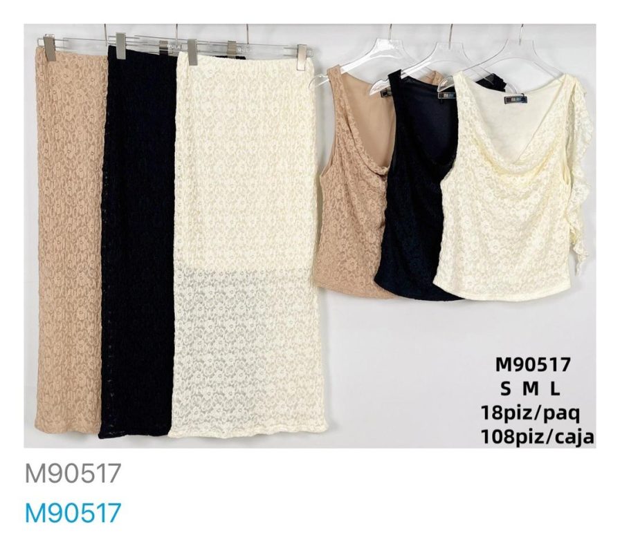 Conjunto falda y top de encaje-M90517