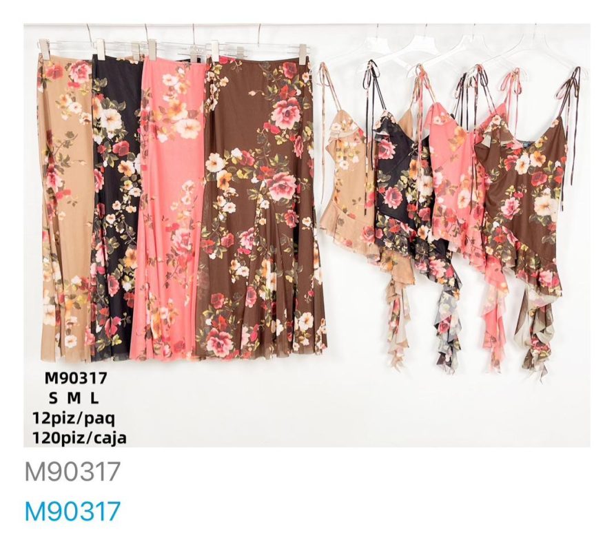 Conjunto falda y top floral-M90317