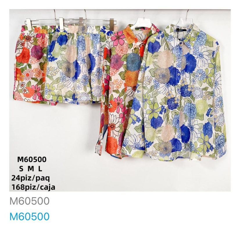 Conjunto floral de camisa y shorts-M60500