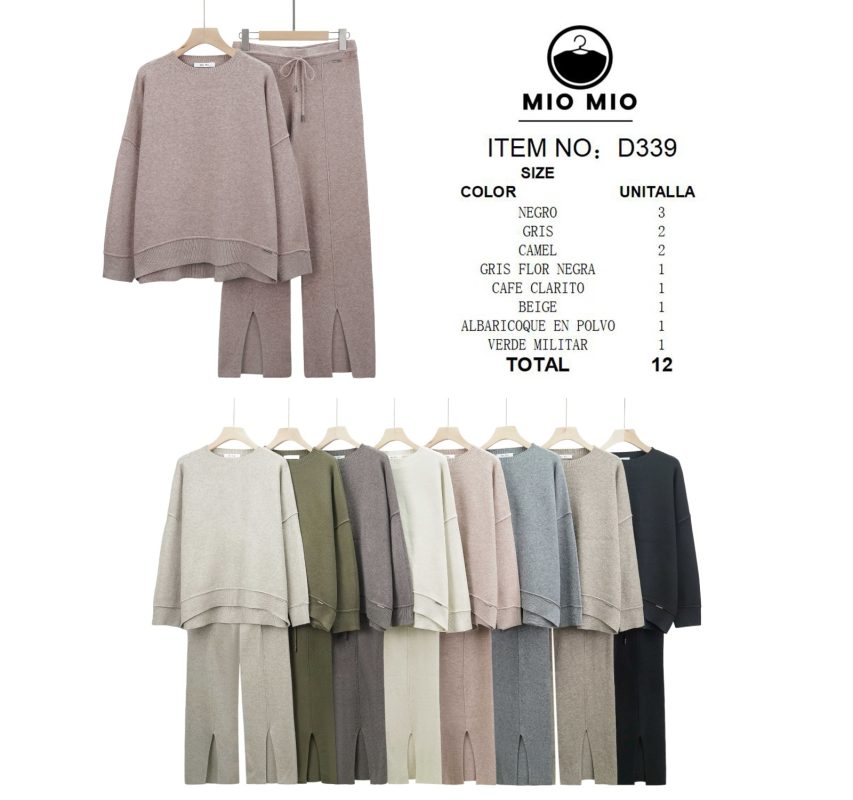 Conjunto sueter y pantalon con aberturas-D339