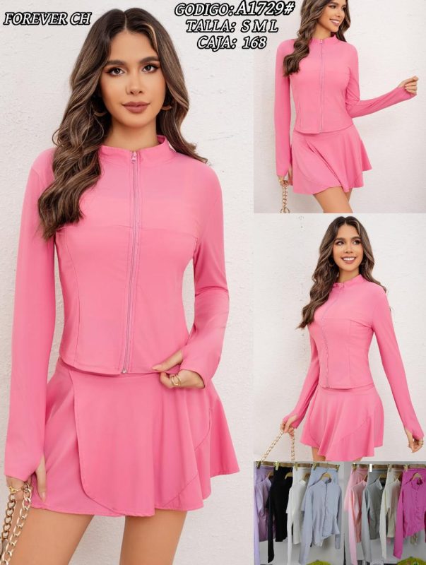 Conjunto top con cremallera y falda tulipán-A1729