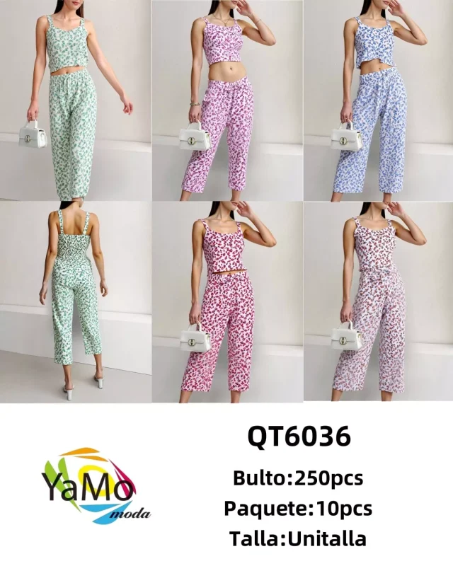 Conjunto Top y Pantalón Estampado Mujer-QT6036