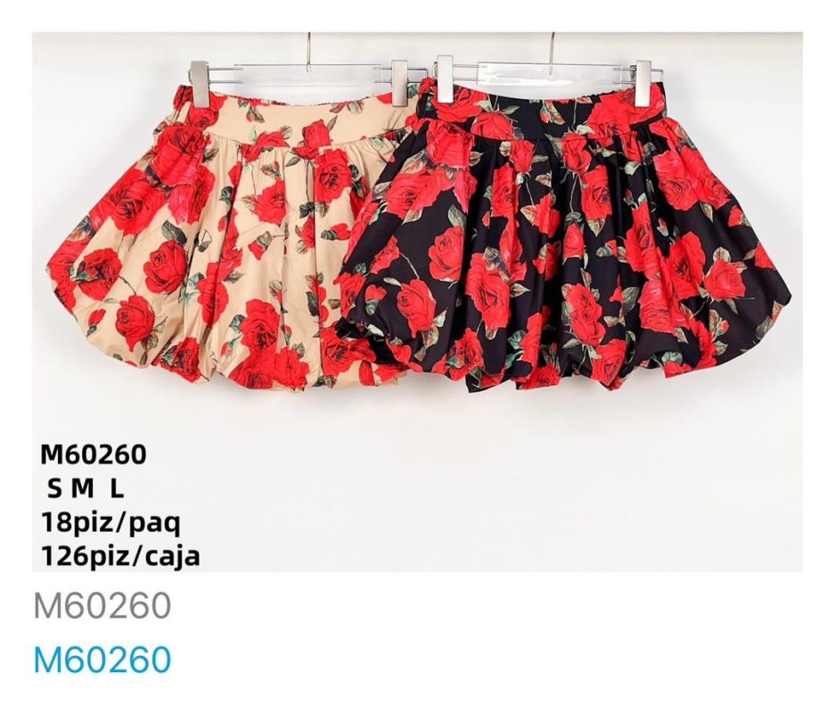 Falda bombacha estampada de rosas-M60260