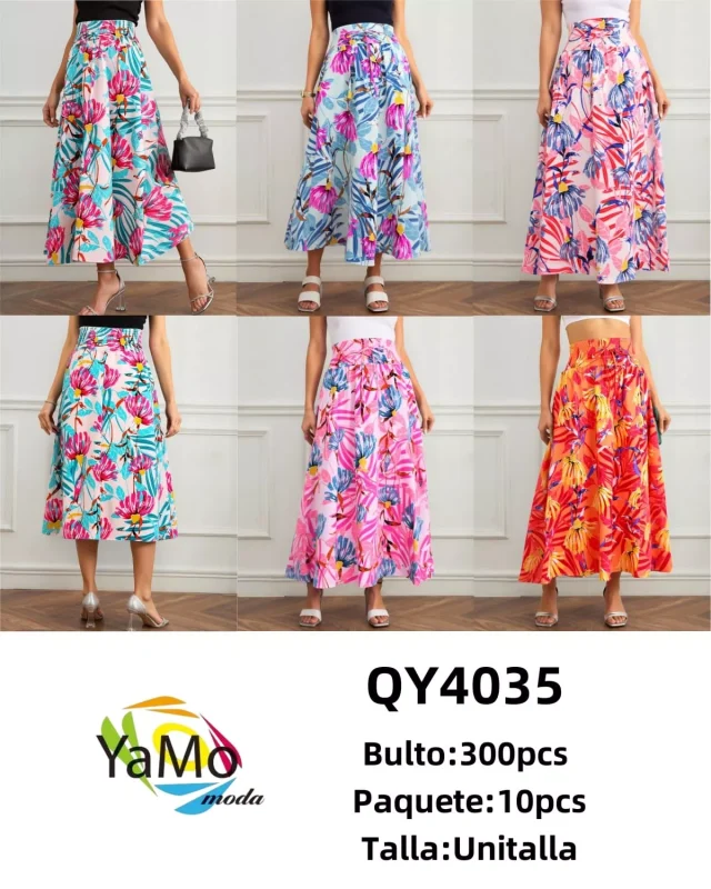 Falda midi estampada-QY4035
