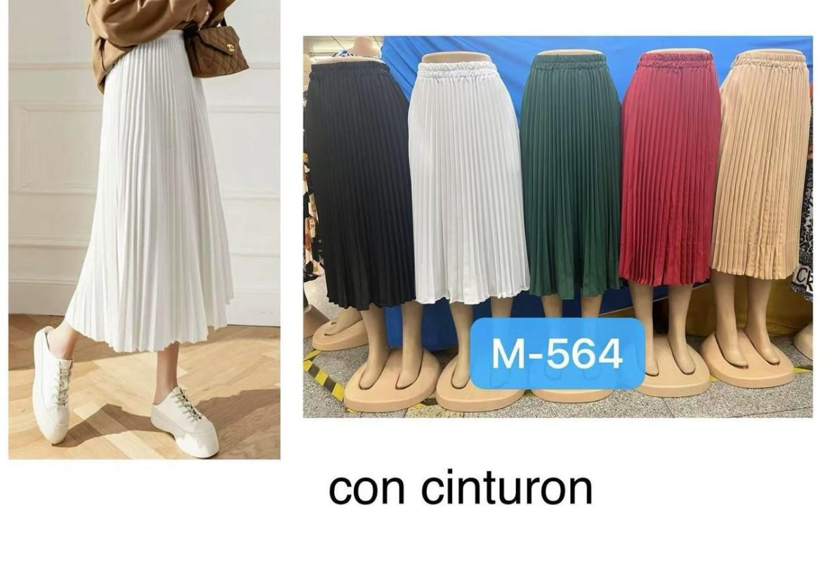 Falda plisada con cinturón-M-564