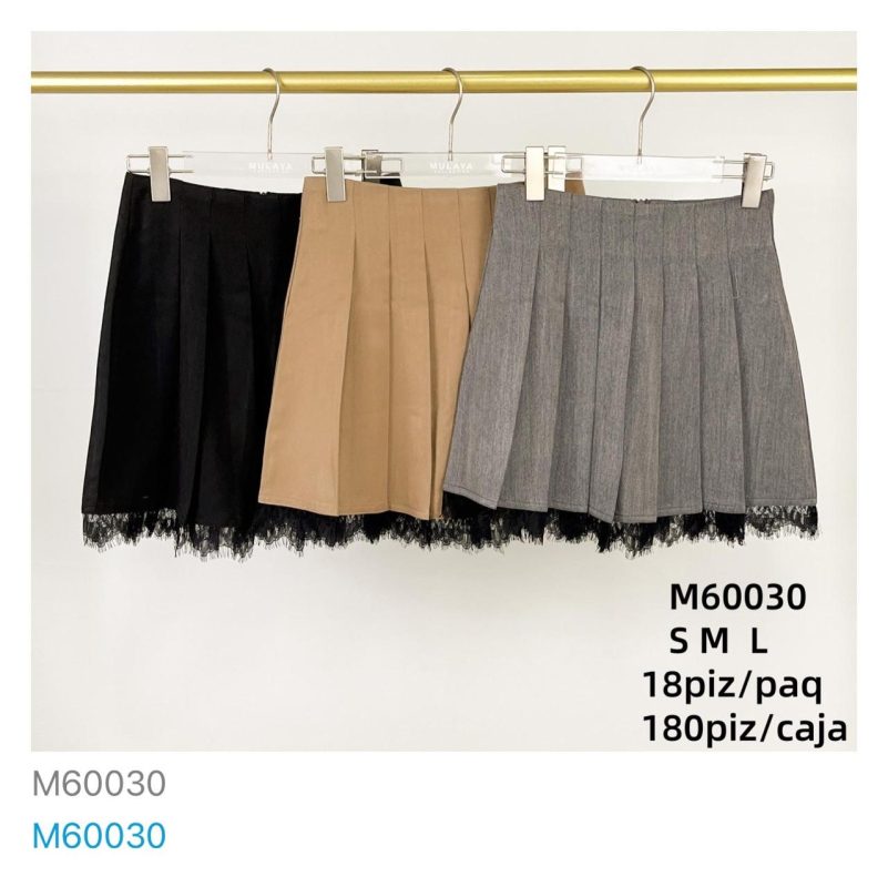 Faldas plisadas con encaje-M60030
