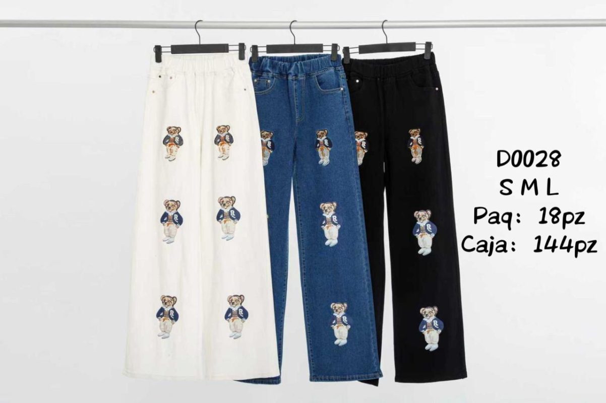Jeans bordados con osos-D0028